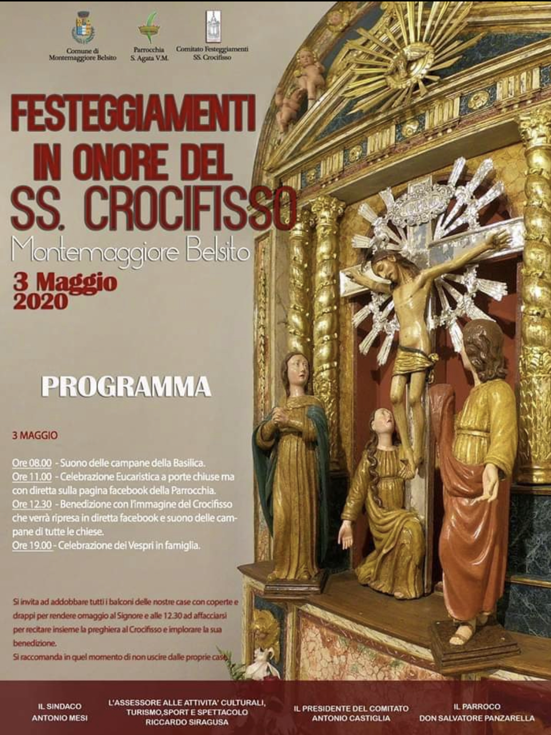 Montemaggiore Belsito: annullata la processione del SS. Crocifisso, le cerimonie in diretta sui social
