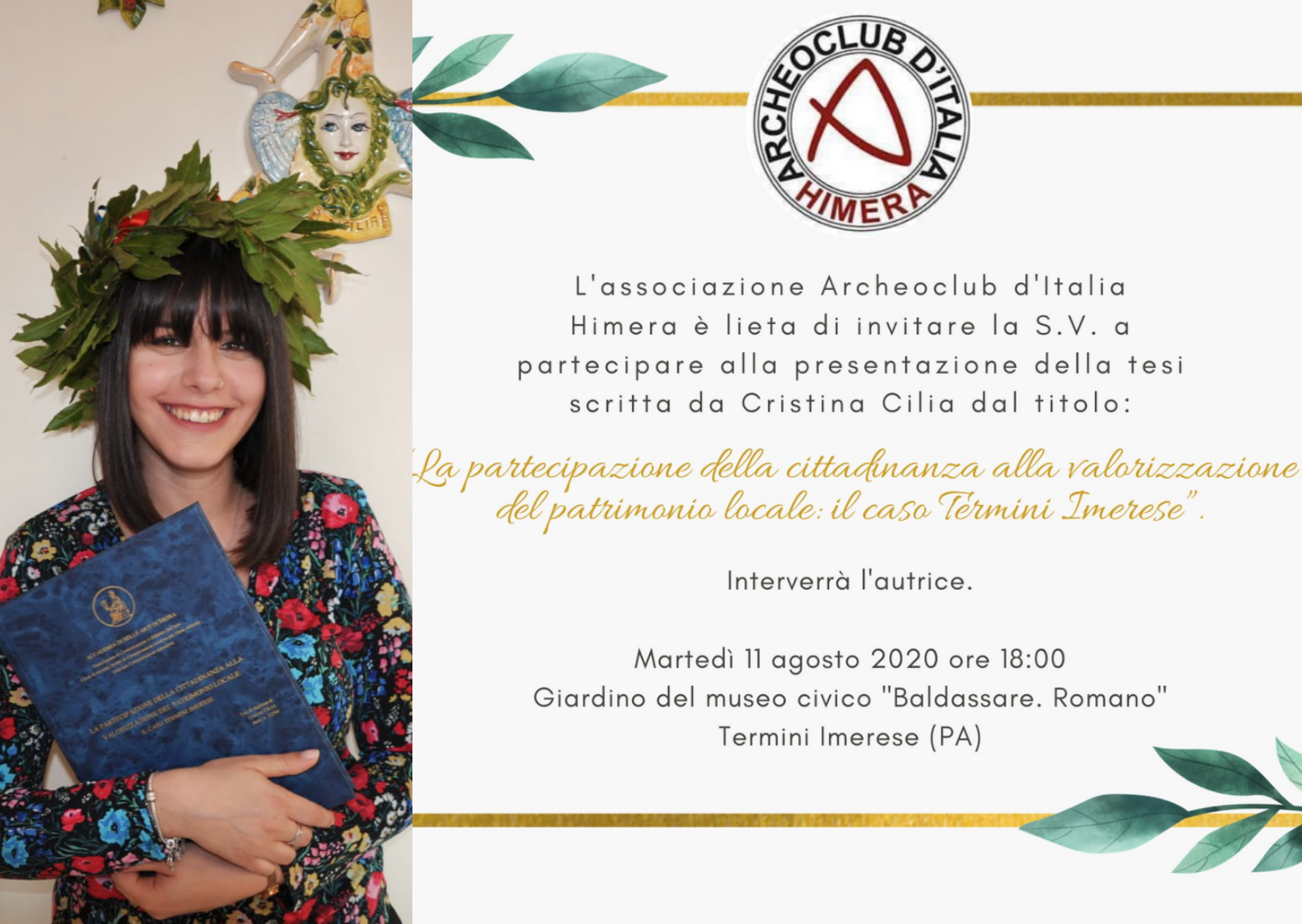Termini Imerese, domani al museo civico la presentazione della tesi di Cristina Cilia
