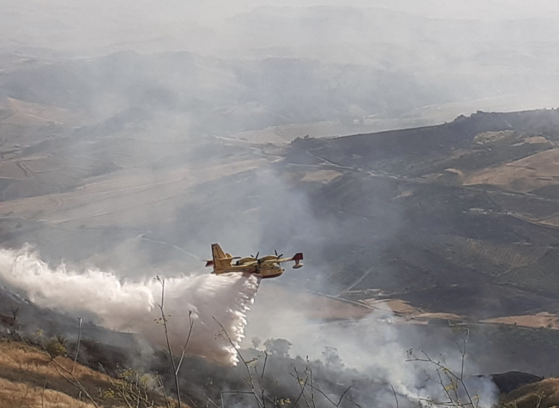 Afa e caldo: incendio nelle Madonie, canadair in azione FOTO