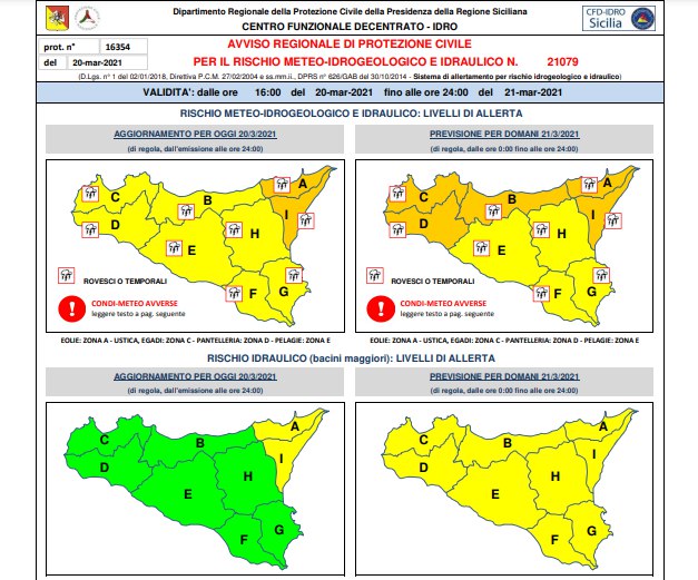 Meteo: prosegue l’allerta meteo a Termini Imerese e nei comuni della provincia di Palermo