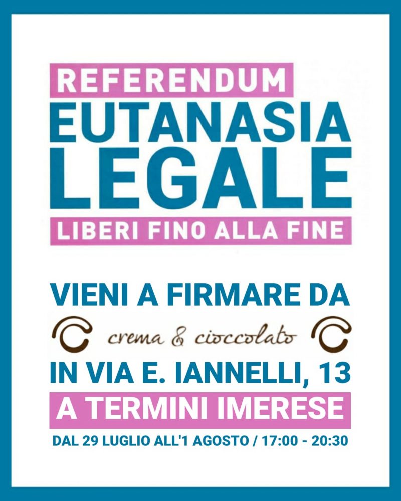 Referendum “Eutanasia Legale”: si potrà firmare anche a Termini Imerese