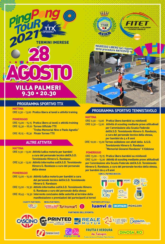 “Ping Pong Tour 2021 a TTX Experience”: al via il 28 agosto a Termini Imerese