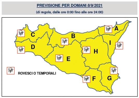 Provincia di Palermo meteo: prosegue il livello d'allerta giallo