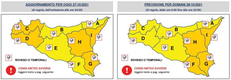 Maltempo: allerta meteo della Protezione Civile su Palermo e provincia - IL BOLLETTINO