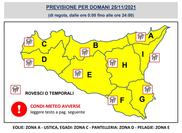 Meteo: allerta gialla su tutta la Sicilia, in arrivo temporali anche a Termini Imerese e nei comuni della provincia di Palermo