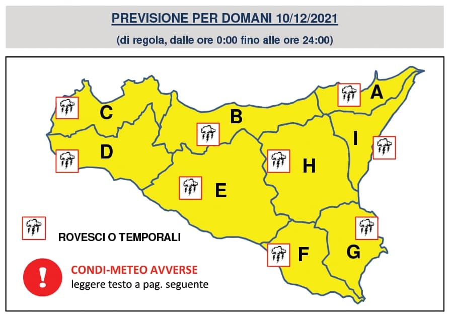 Meteo provincia di Palermo: allerta giallo per rischio idrogeologico e condizioni meteo avverse