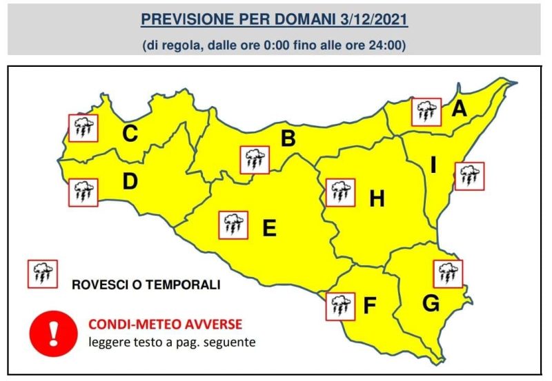 Provincia di Palermo: allerta meteo giallo per rischio idrogeologico e condizioni avverse