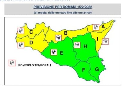 Meteo Palermo e provincia: precipitazioni in arrivo, allerta per giorno 15 febbraio