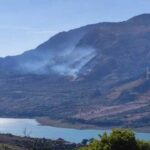 Incendio sul versante ovest della diga di Caccamo sulla Trabia-Ventimiglia FOTO