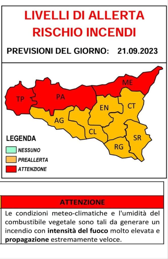 Caldo e afa: allerta rossa su Palermo e provincia per rischio incendi: il bollettino della Protezione Civile