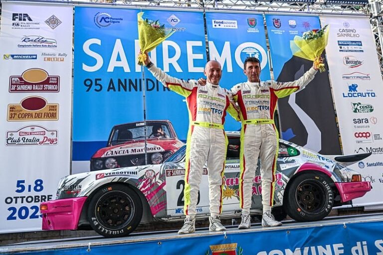 La scuderia RO racing con Lucio Da Zanche e Lele De Luis vince il Rally Sanremo Storico