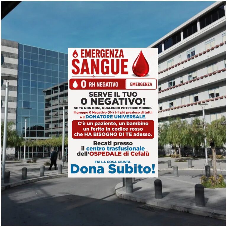 Carenza di sangue: dall’ospedale Giglio di Cefalù invito a donare per garantire interventi programmati